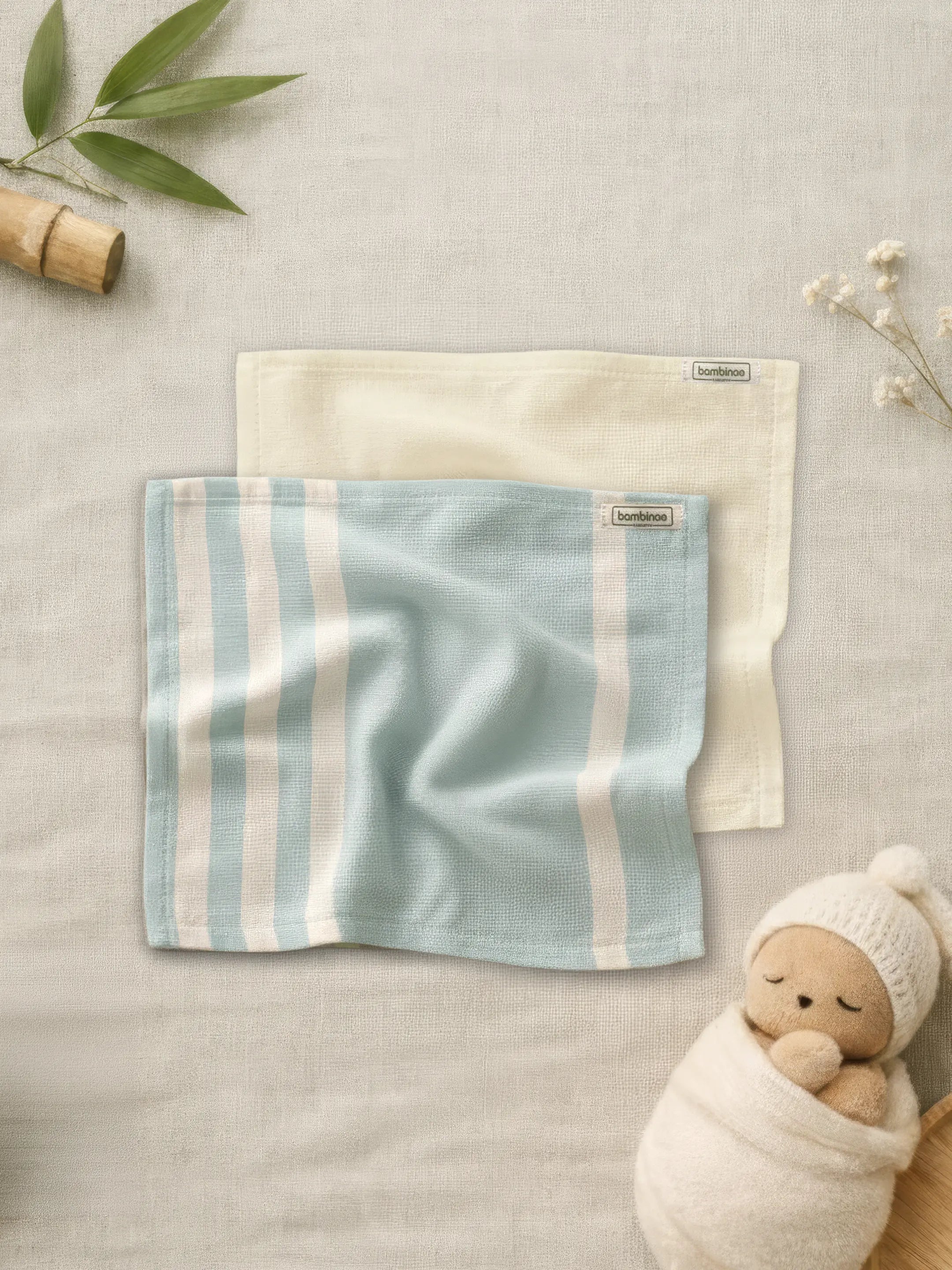 Bamboo Face Towel - Harbor Gray & Sweet Corn (Combo) image 1