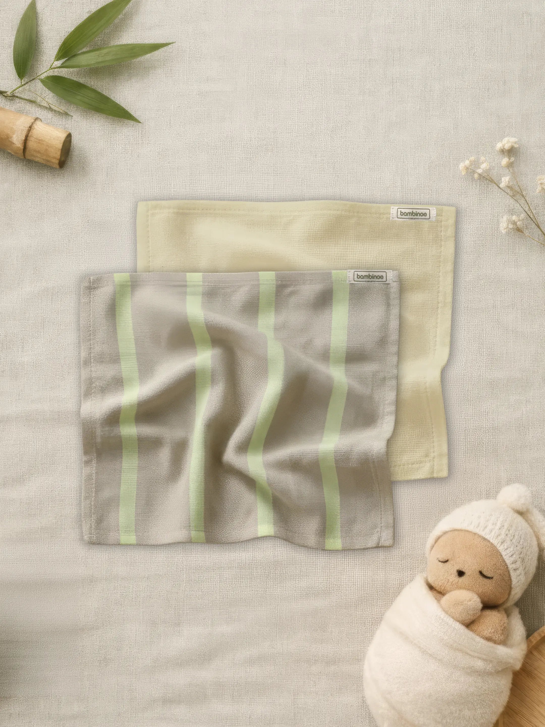 Bamboo Face Towel - Frosted Almond & Garden Glade (Combo)