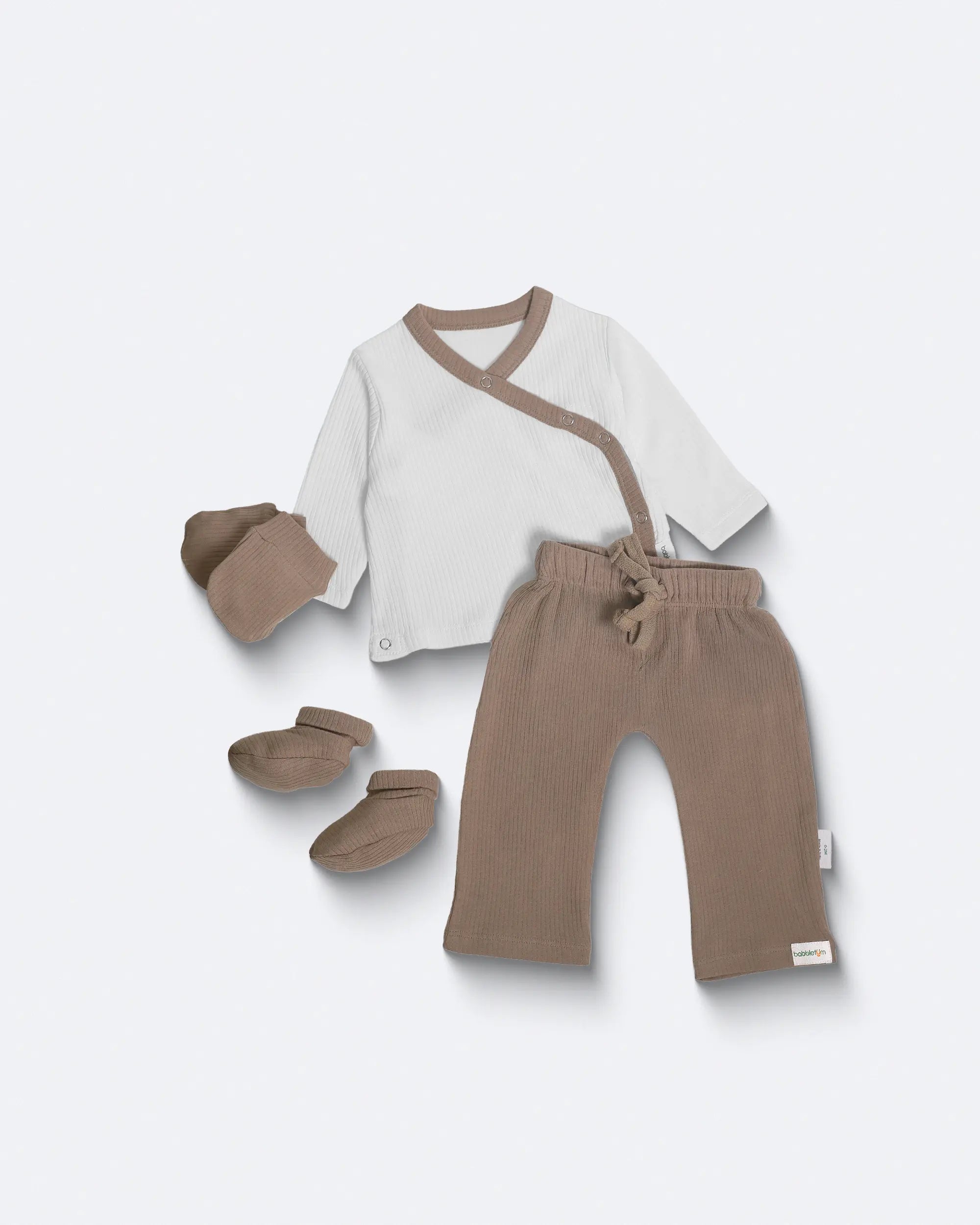 Drop Needle Wrap Jumper & Pant Set (0-6 Months) Teak Brown